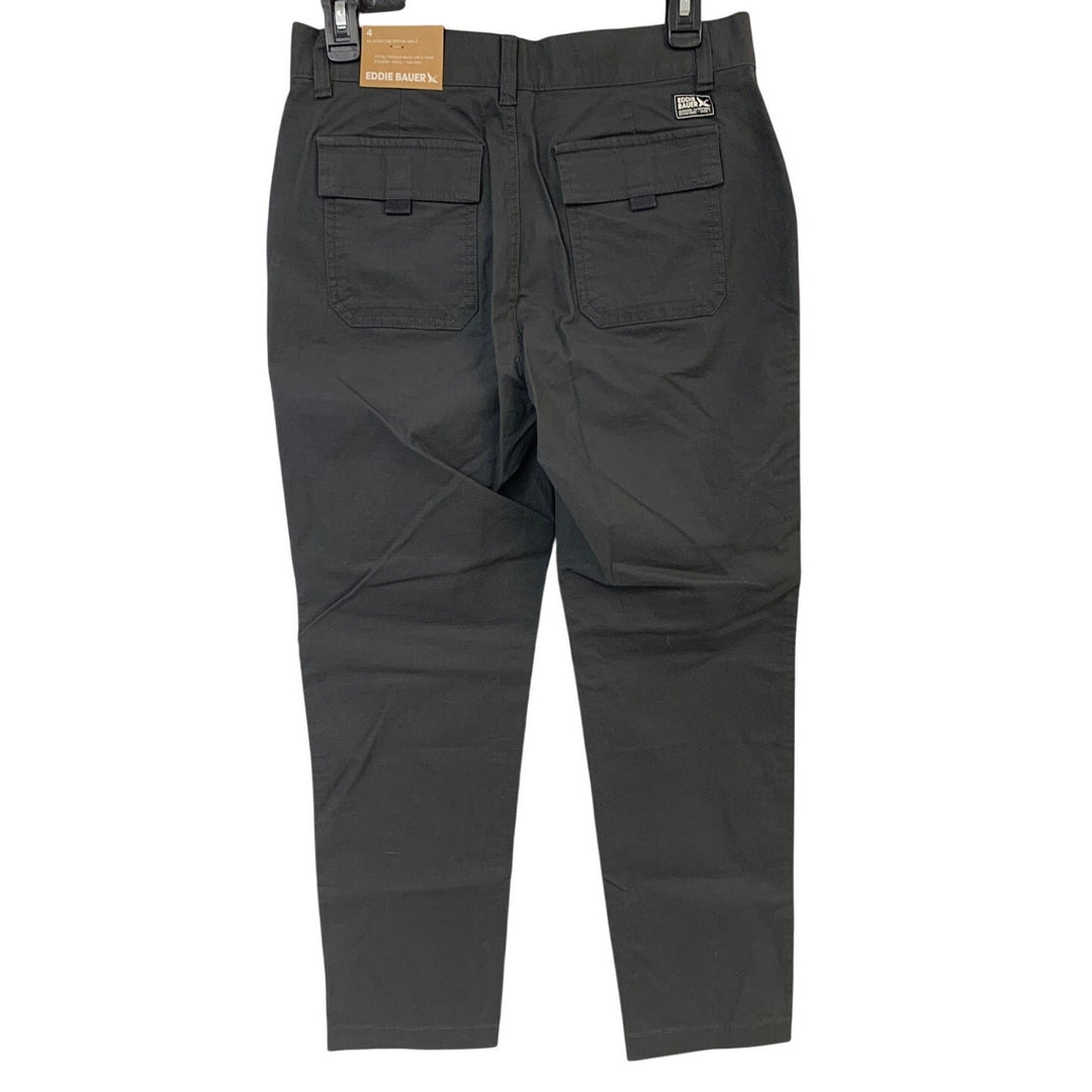 New Eddie Bauer Womens Carbon Gray Stretch Cotton Ripstop Ankle Pants w Pockets