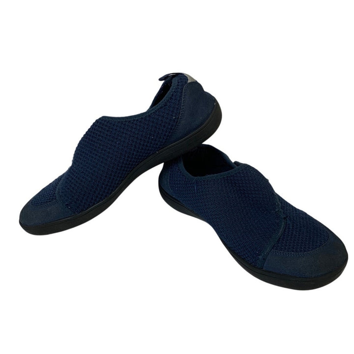 Lelsfit Mens Size 9 Navy Sneakers Hook Loop Closure Wide Toe Casual Shoes