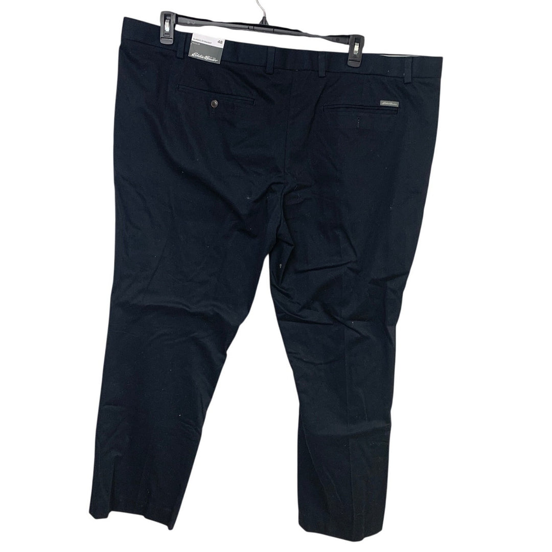 New Eddie Bauer Mens Size 48 Black Wrinkle Free Flat Front Straight Pants