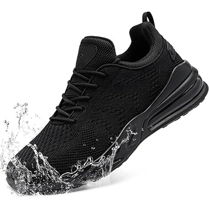 Larnmern Mens 11 Black Mesh Lace Up Non Slip Air Cushion Waterproof Work Shoes