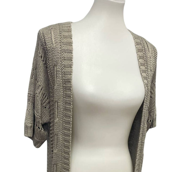 Venue Womens Medium Acrylic Short Sleeve Long Open Loose Knit Cardigan Sweater