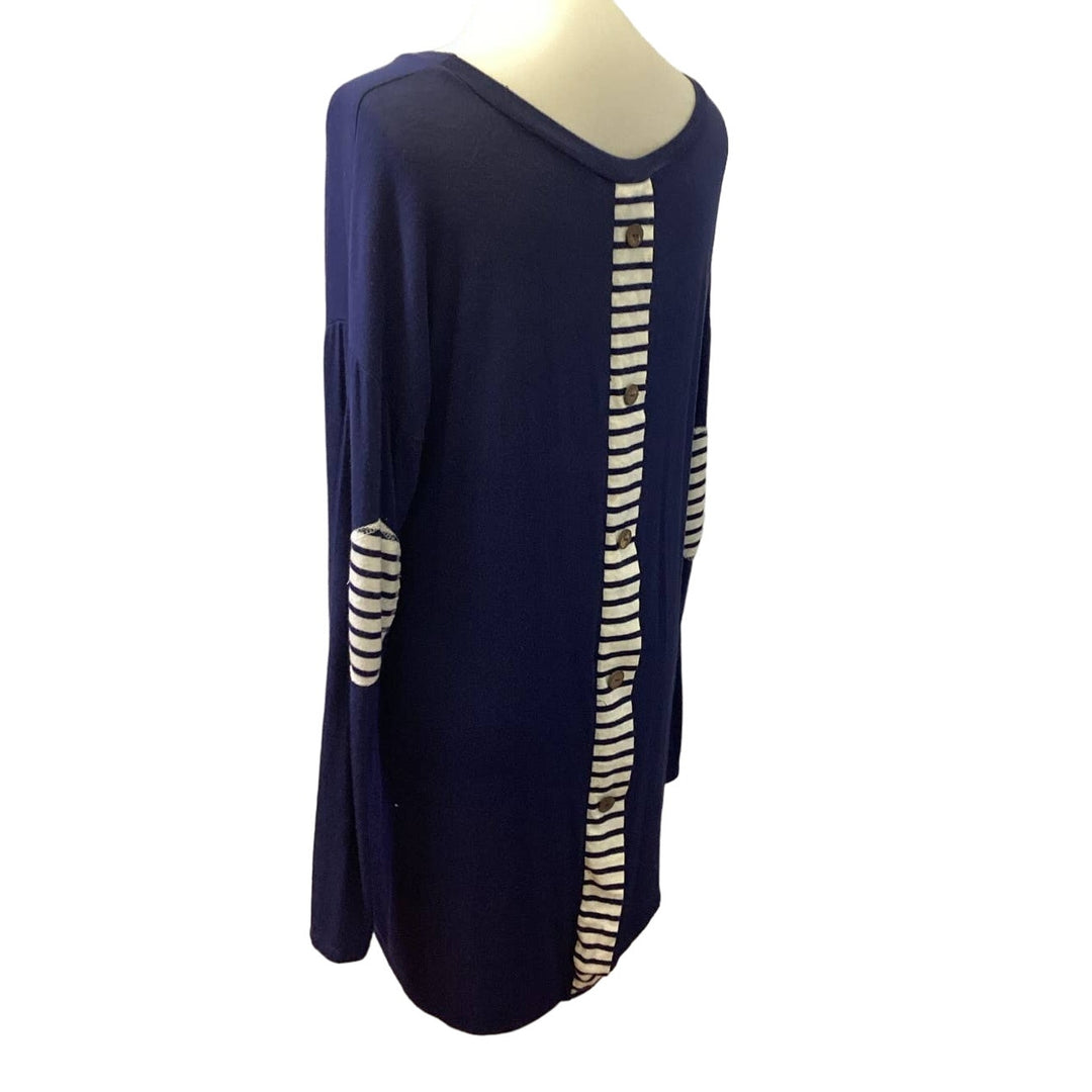 Hand Printed Upcycled Large Dragonfly Scoop Neck Long Sleeve Tunic / Short Dress