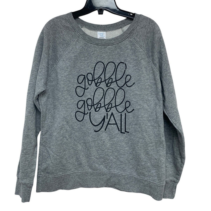 Upcycled Hand Printed Womens Medium Gray Gobble Y&