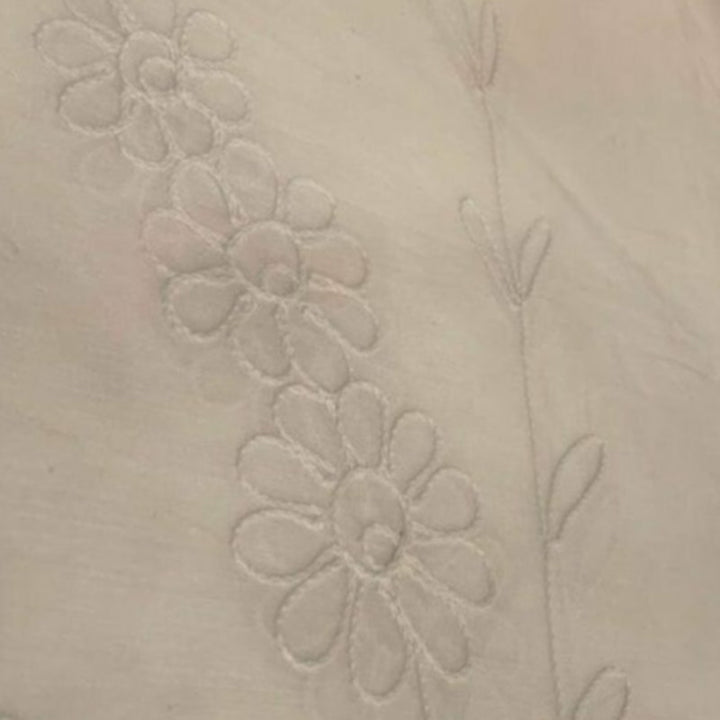 Kenneth Home Fashions Sandherr Swiss Made White Floral Embroidered Curtain Set