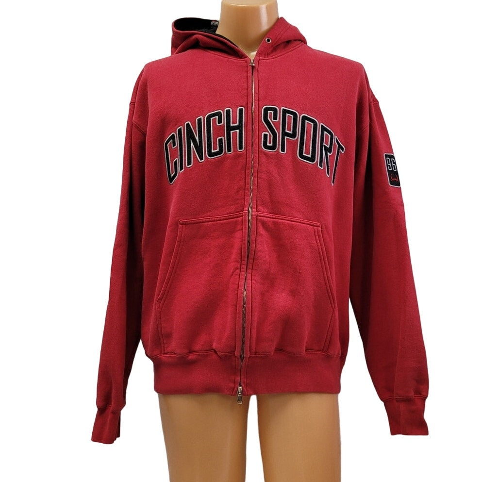 Cinch Mens Large PolyCotton Crunch Sport Mesh Lined Hood Full Zip Jacket