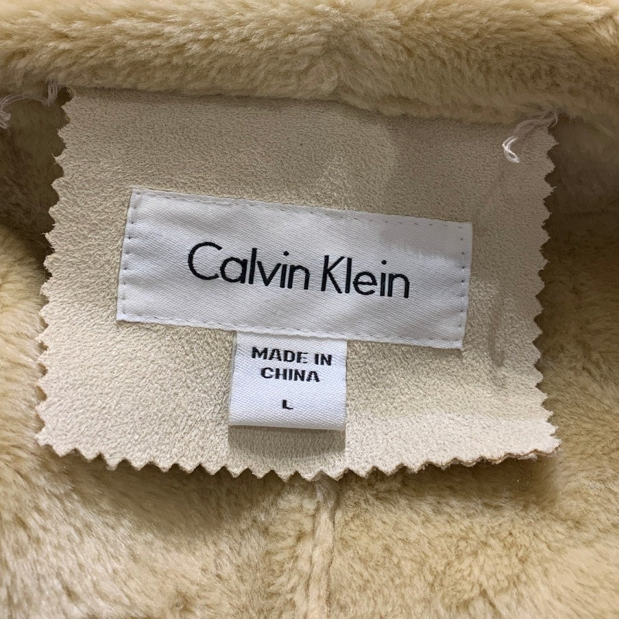 Calvin Klein Large Suedelike Faux Fur Collar Warm Machine Washable Coat Pockets