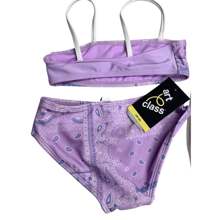 New Art Class Girls Medium (8) UPF 50+ 2PC Bandana Purple Bikini Swimsuit