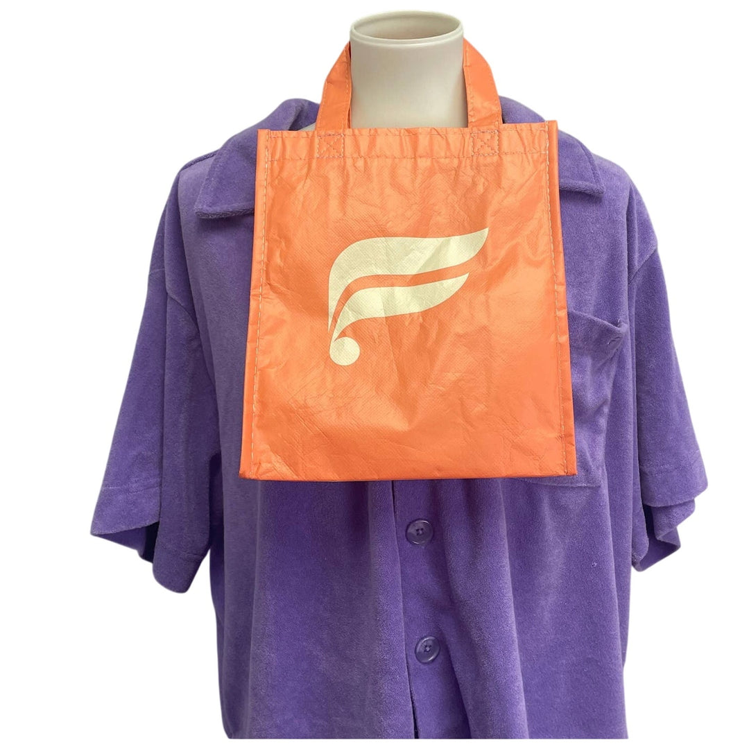 Fabletics Womens XL Button Up Terrycloth Short Sleeve Shirt w Bonus Tote Bag
