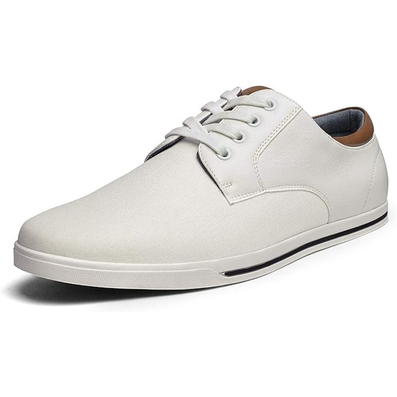 New Bruno Marc Mens Size 13 White Canvas Lace Up Rivera Oxfords Shoes Sneakers