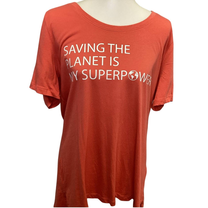 Handmade Upcycled XXL Saving the Planet is My Superpower Short Sleeve Tee