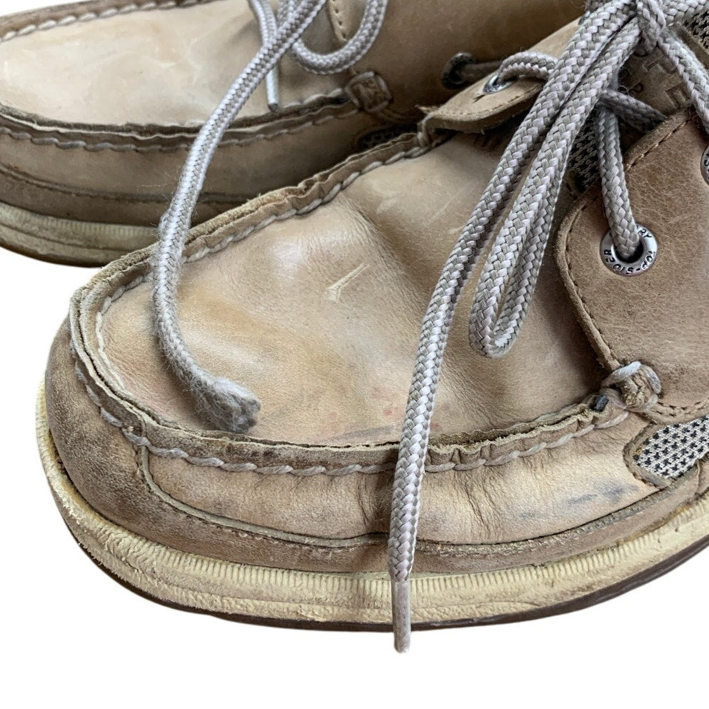 Sperry Top Sider Mens Size 9.5 Tan Genuine Leather Slide On Loafer Boat Shoes