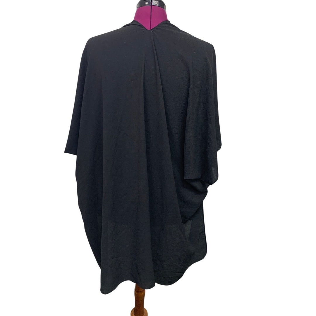 Womens One Size Black PolySpandex Short Sleeve Sheer Open Front Cardigan