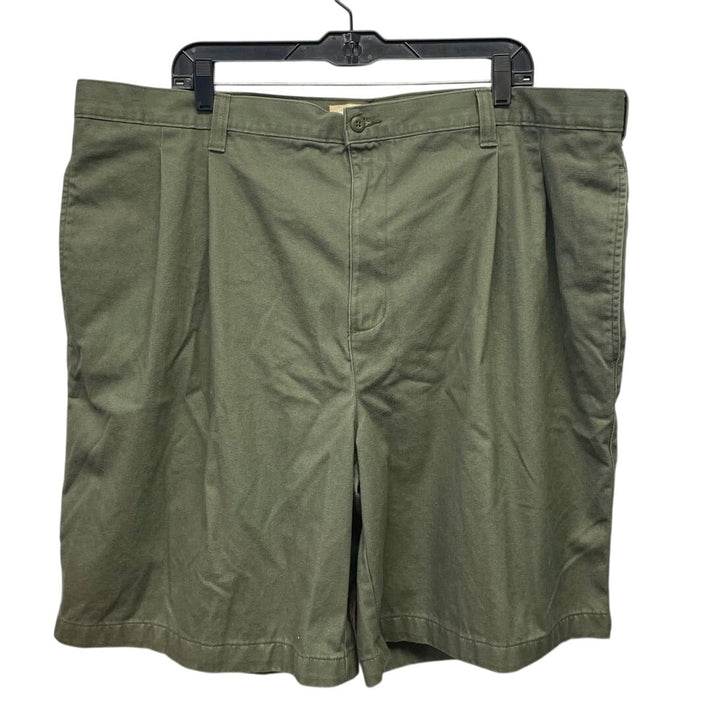 Cherokee Mens Size 44 Pleated Front 100% Cotton Olive Khaki Long Bermuda Shorts