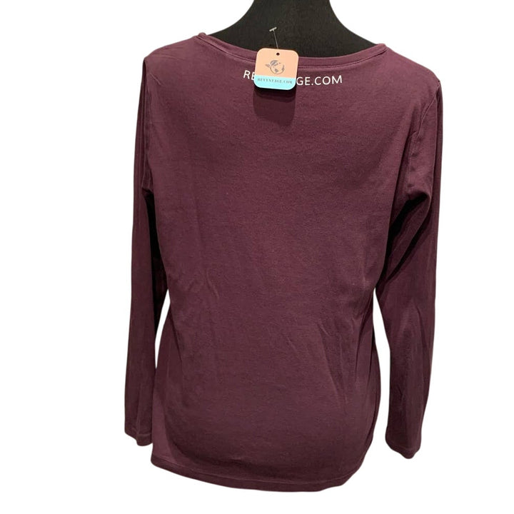 Hand Printed Upcycled Womens Large Saving the Planet Superpower Long Sleeve Tee
