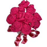 Handmade Upcycled Tee Shirt Valentine's Day Dozen Roses Bouquet in Glass Vase