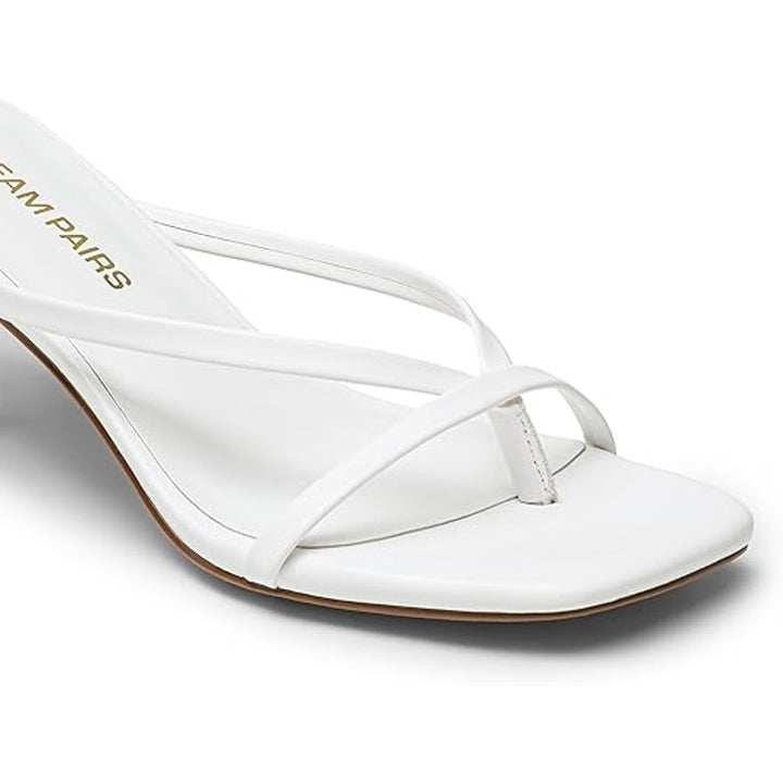 Dream Pairs Womens 9.5 White Open Toe 3.25" Heel Slide On Weddding Sandal Shoes