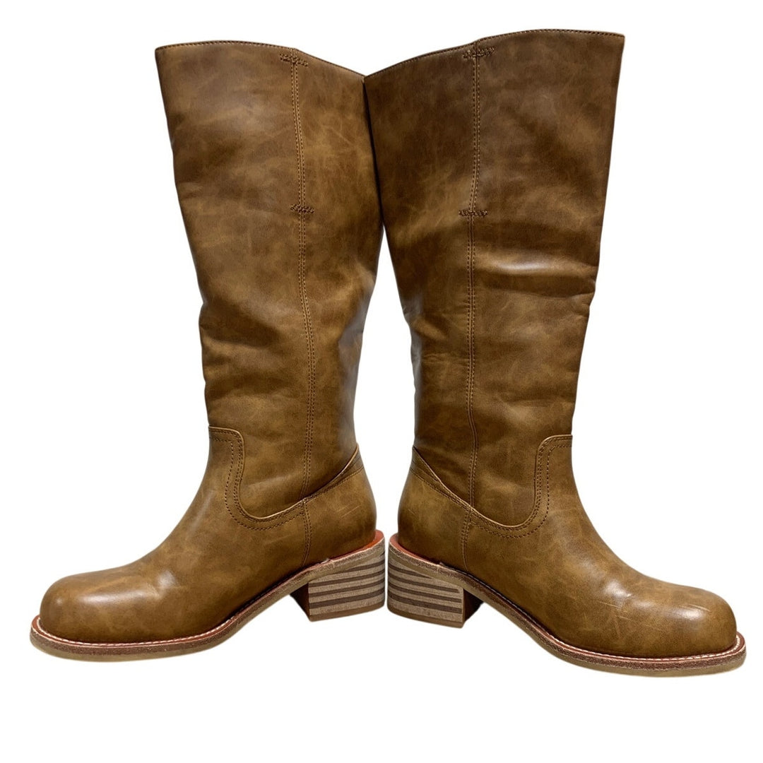 Vbdb Womens Size 6.5 Brown 2" Heel Knee High Boots Closed Round Toe Shoes