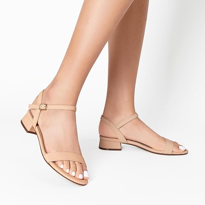 New Dream Pairs Womens 7.5 Tan Low Heel Dressy Slingback Ankle Strap Sandals