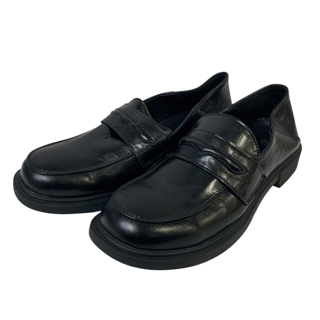 OTNDK Womens Size 9 Black 1" Heel Loafer Round Toe Slip On Dress Shoes