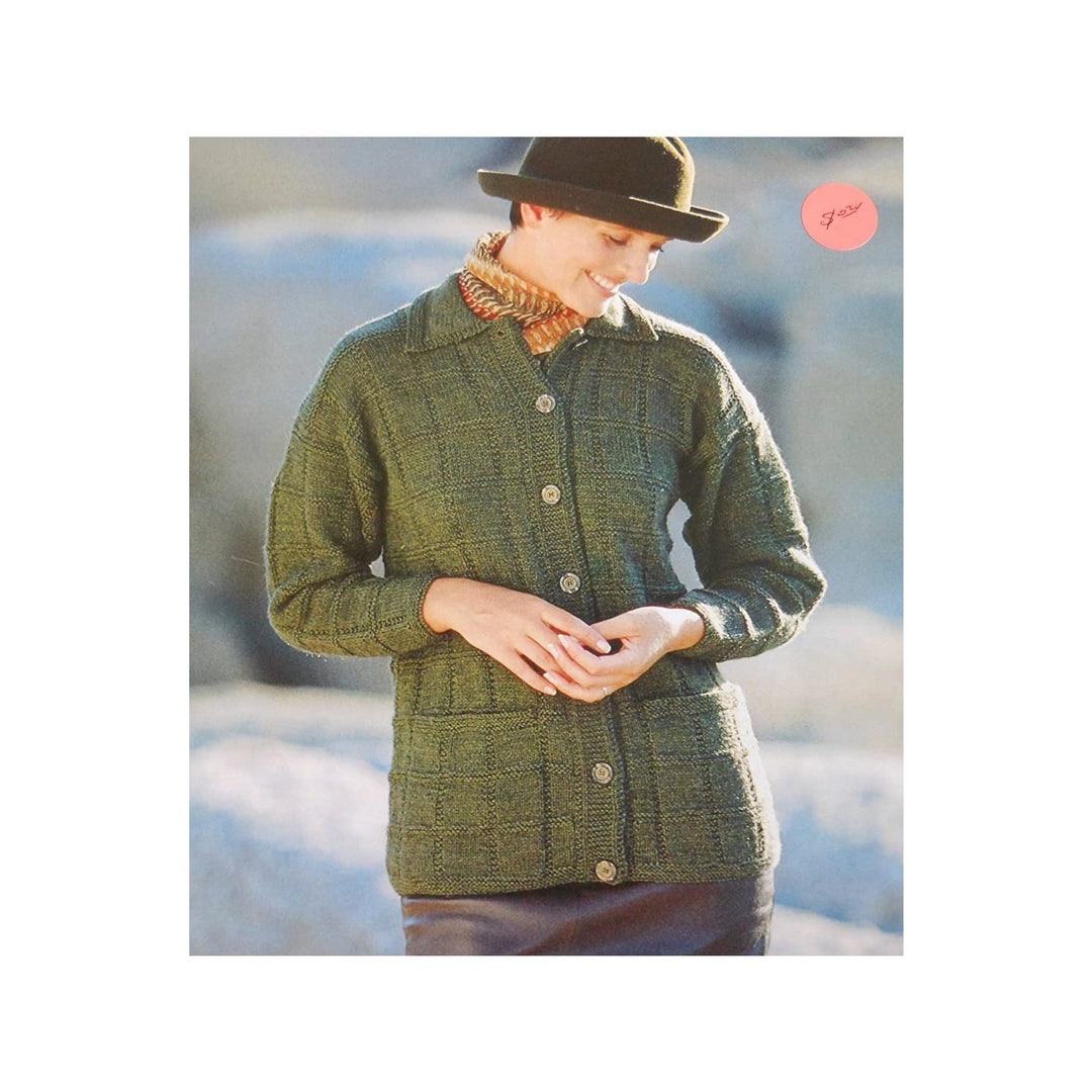 New Sirdar 5637 Country Style Collar Cardigan w Pockets Sweater Knitting Pattern
