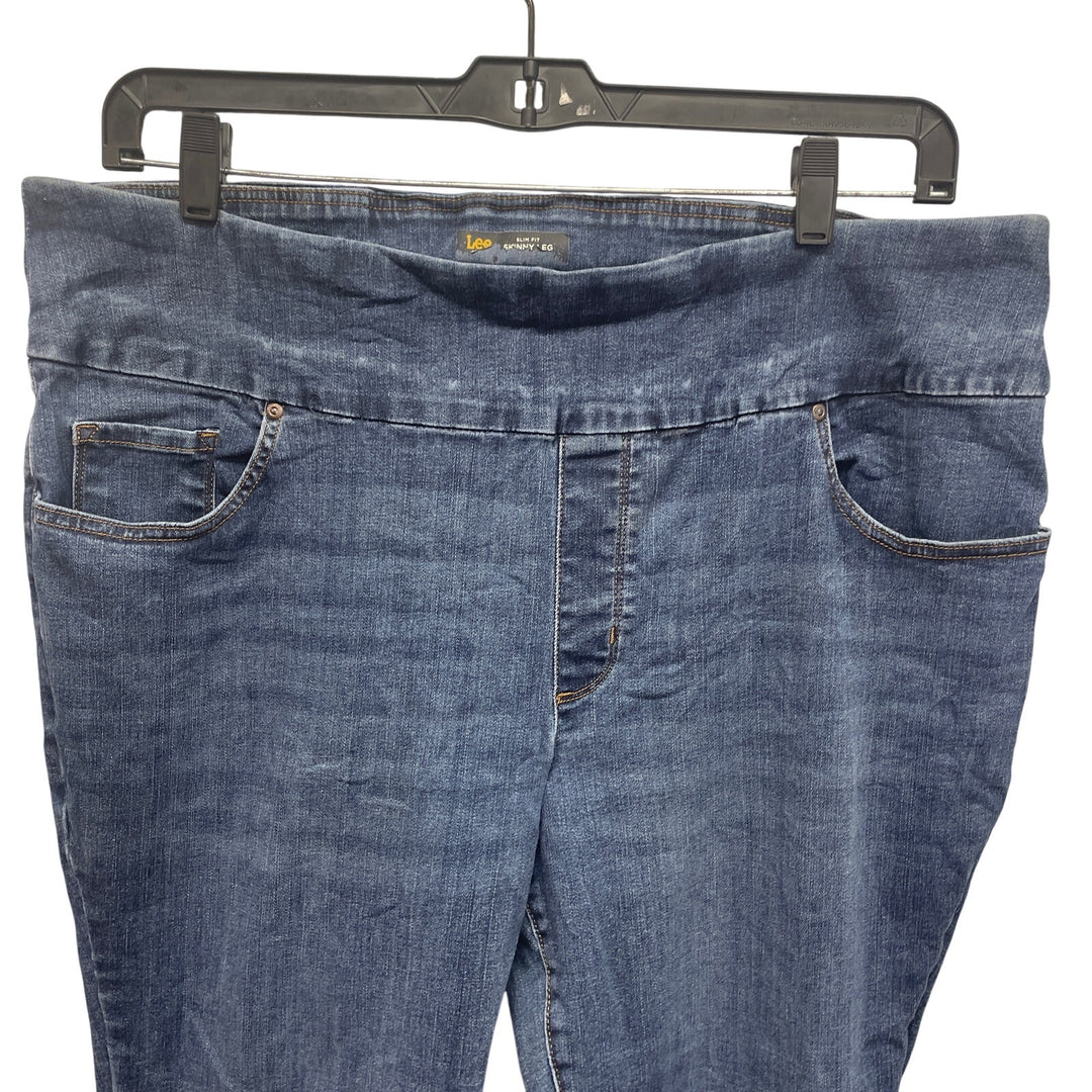 Lee Plus Size 22W Petite Slim Fit Skinny Leg Sculpting Stretch Denim Blue Jeans