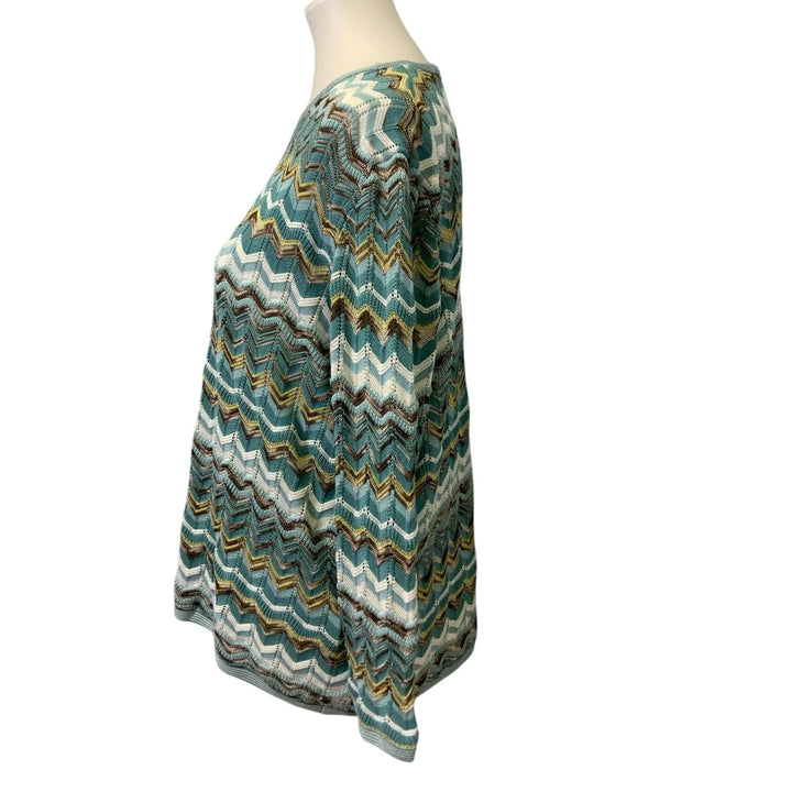 Alfred Dunner XL Chevron Stripe Long Sleeve Crew Neck Metallic Knit Sweater