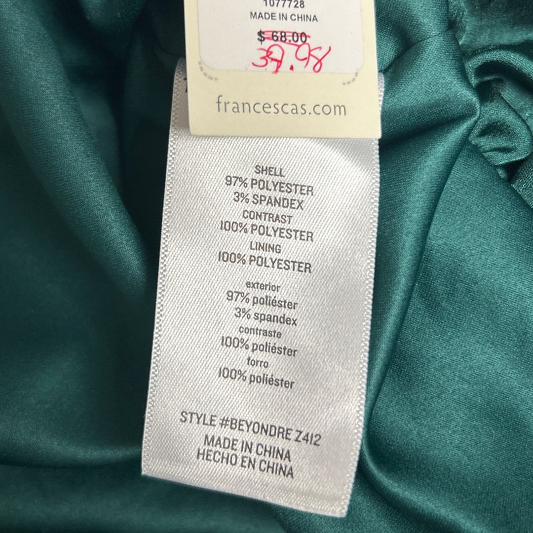New Francescas Womens Large Emerald Green Jacquard Strappy Mini Bubble Dress