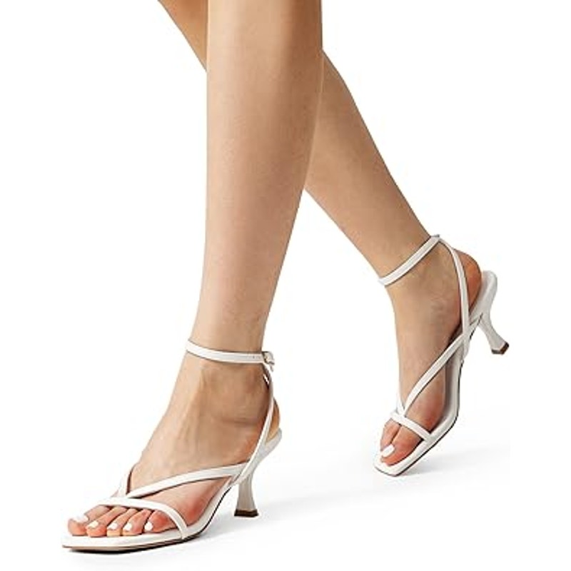 Dream Pairs Womens Size 6.5 White Strappy 3" Kitten Heel Open Toe Sandal Shoes