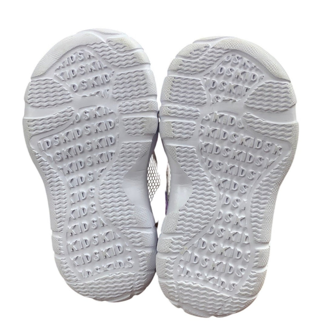 New L-Run Toddler Girl Size 5.5 White Rainbow Mesh Non Slip Hook Loop Shoes