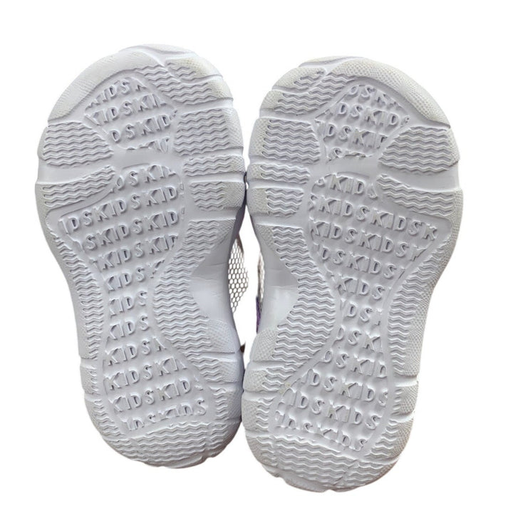 New L-Run Toddler Girl Size 5.5 White Rainbow Mesh Non Slip Hook Loop Shoes