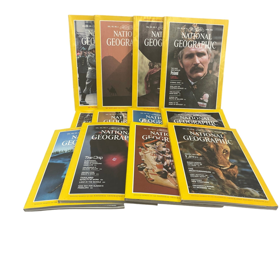 Vintage 1982 National Geographic Magazine FULL Year 12 Issues W Maps Supplements