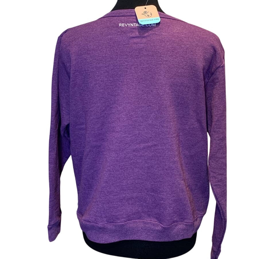 Hand Printed Upcycled Womens Medium Saving the Planet My Superpower Sweatshirt