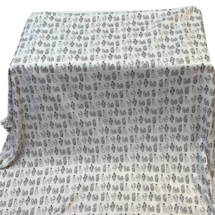 Room Essentials Twin XL Succulent Cactus Black White 100% Polyester Flat Sheet