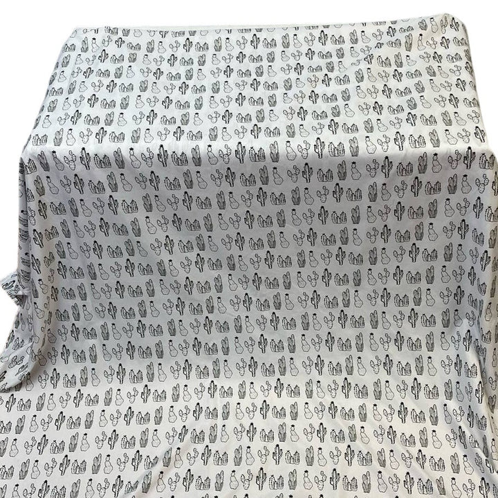 Room Essentials Twin XL Succulent Cactus Black White 100% Polyester Flat Sheet