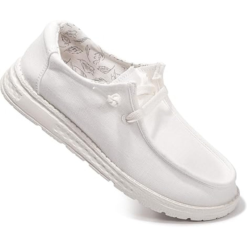 New Beneker Womens 10 White Slip On Low Top Sneakers Casual Canvas Boat Shoes