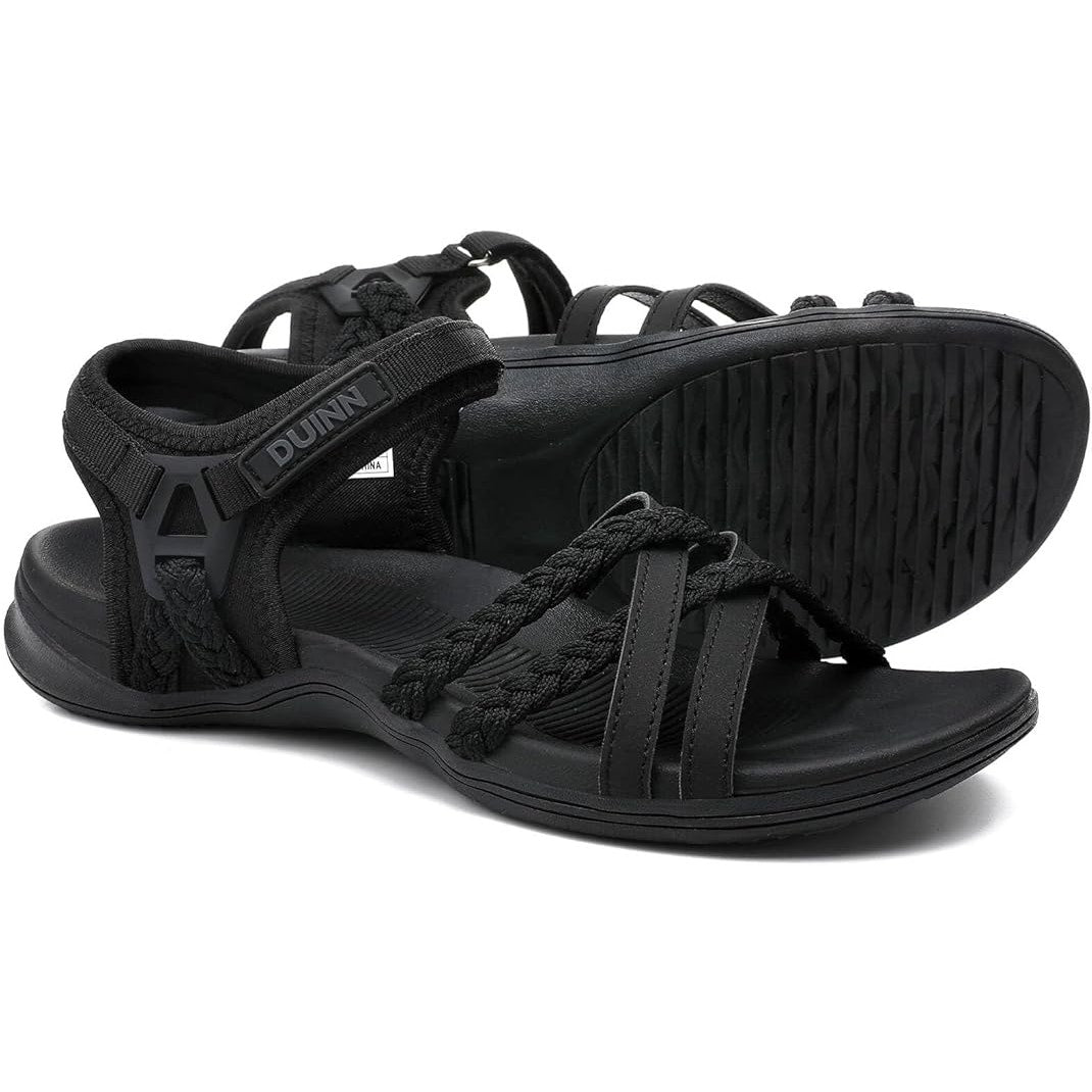Ubfen Womens Size 11.5 Black Hook Loop Open Toe Strappy Comfort Hiking Sandals