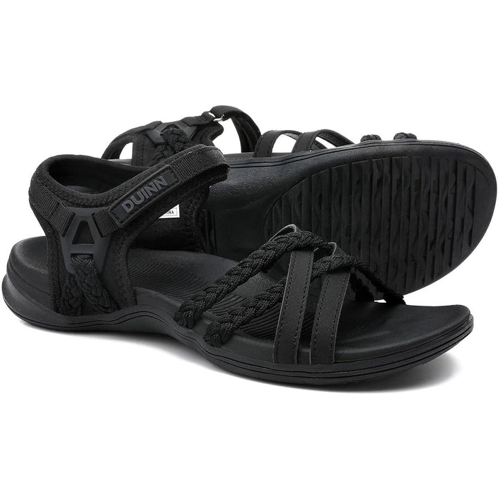 Ubfen Womens Size 11.5 Black Hook Loop Open Toe Strappy Comfort Hiking Sandals