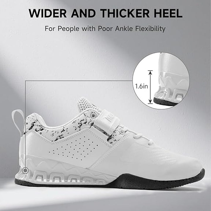 New Manuklear Mens Size 9.5 White Lace Up Anti-Slip Deadlift Weightlifting Shoes