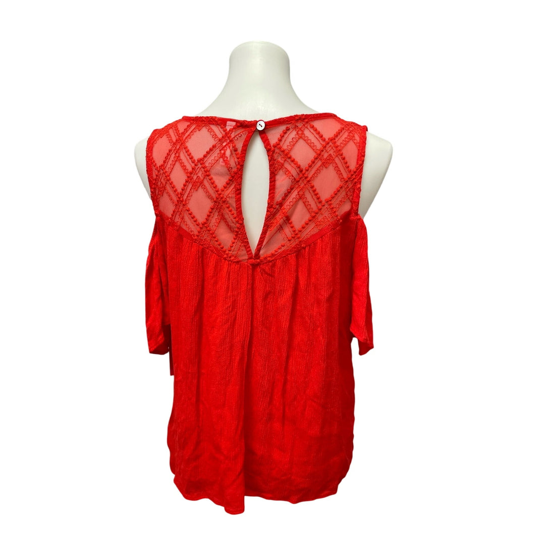 New Xhilaration Womens Large Cold Shoulder Lightweight Boho Short Sleeve Blouse