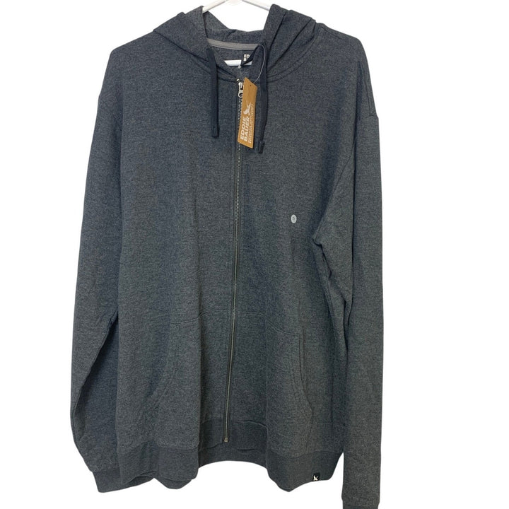 New Eddie Bauer Mens Large Tall Gray Camp Fleece Full Zip Hoodie w Pockets