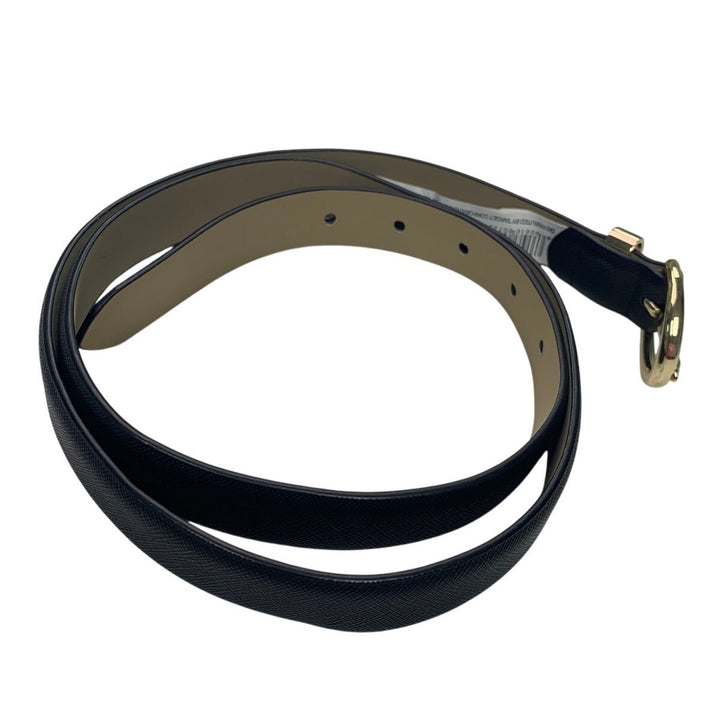 New Universal Thread Womens XL Black Bonded Leather Gold Buckle Fashion Belt