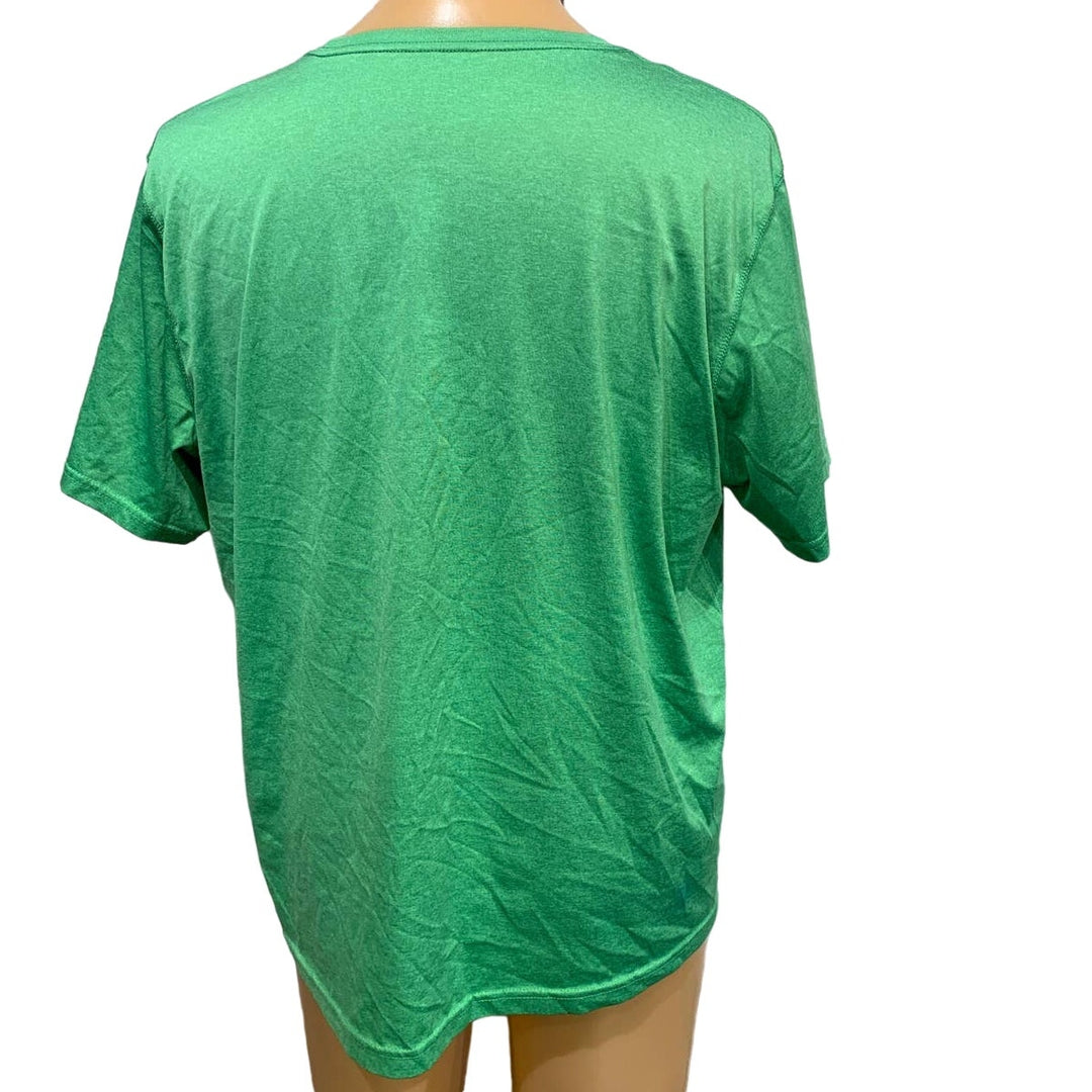 Reebok XL Mens Green Short Sleeve 100% Polyester Crew Neck Athletic Tee