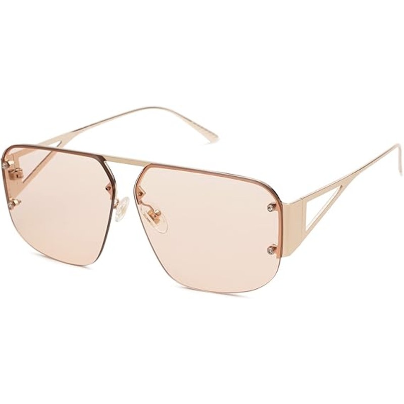 New Sojos Womens Pink Silver Rimless Retro UV Protection Aviator Sunglasses