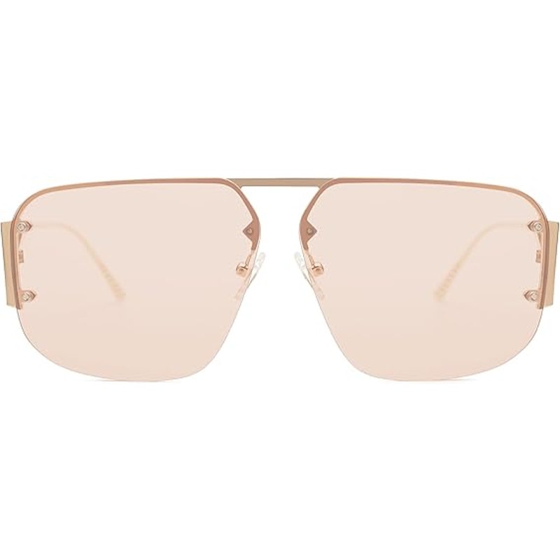 New Sojos Womens Pink Silver Rimless Retro UV Protection Aviator Sunglasses
