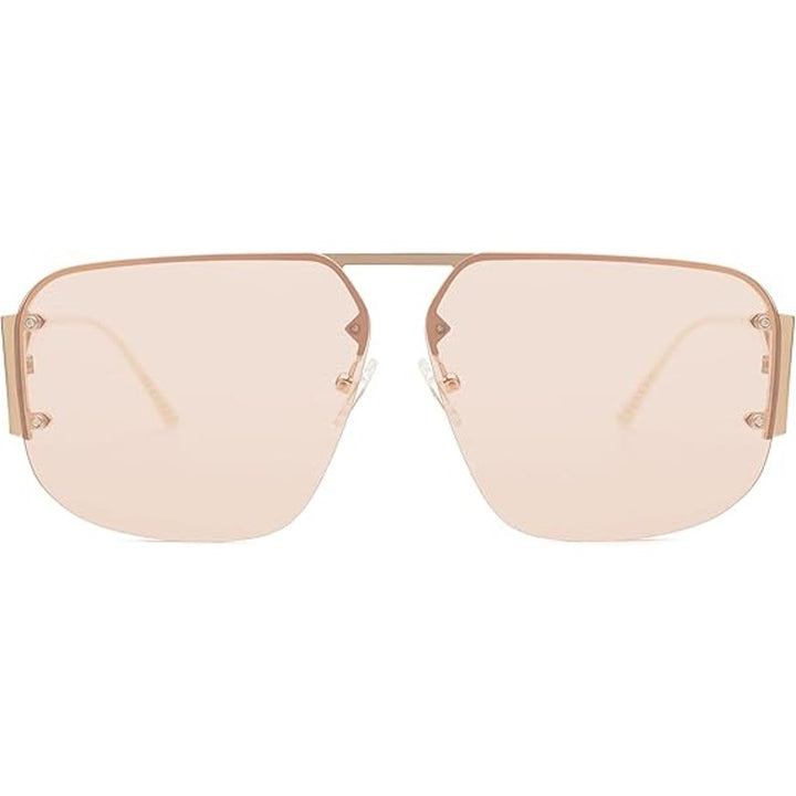New Sojos Womens Pink Silver Rimless Retro UV Protection Aviator Sunglasses
