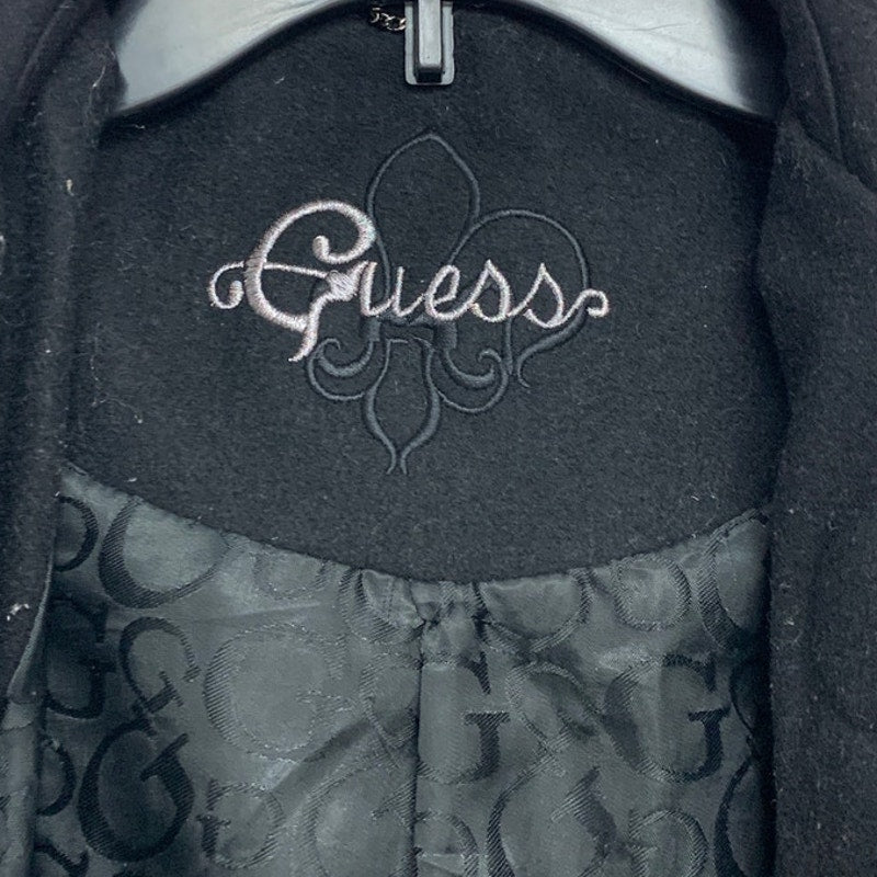 Guess Womens Small Long Sleeve Full Zip Wool Blend Button Up Hooded Long Coat