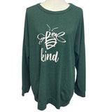 Womens XL Bumble Bee Kind Long Sleeve PolyCotton Long Sleeve Tee w Pockets