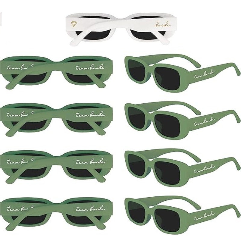 New LotsBuyLots 9 Pack Team Bride Green White Retro Rectangle Plastic Sunglasses