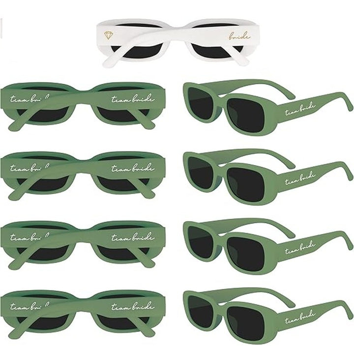 New LotsBuyLots 9 Pack Team Bride Green White Retro Rectangle Plastic Sunglasses