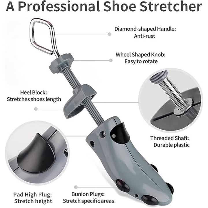 New Gray Plastic Shoe Stretcher Men 4-Way Shoe Expander Widener for Wide Feet